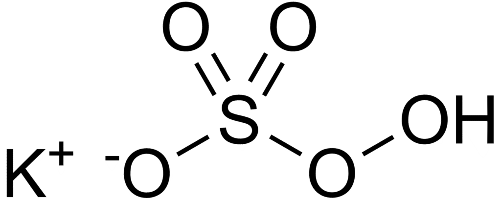 Potassiumhydrogenperoxymonosulfate, potasowe 3-sulfotrioxidan-1-ide, nadtlenosiarczanu potasu związku; potasowy nadtlenomonosiarczan potrójna sól; mononadsiarczan potasowy (Oxone), potasu mononadsiarczan wodoru do syntezy; potassiumperoxymonosulfatesulfate (k5h3 (so3 (o2)) 2 (so4) 2) POTASU karonianu